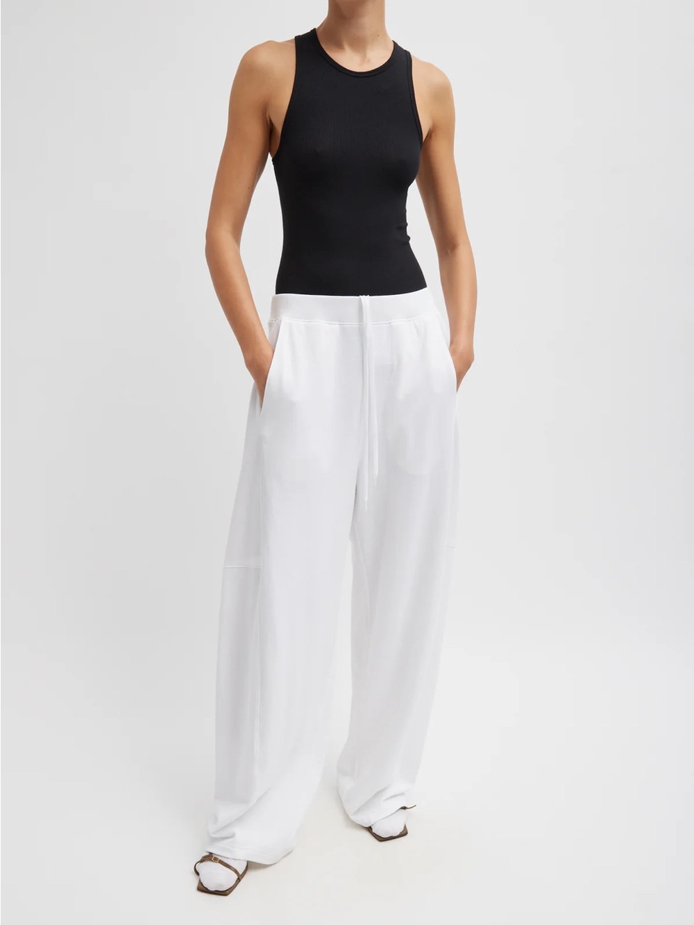 NWT Tibi Winslow Lightweight SweatShirting Pant White XL